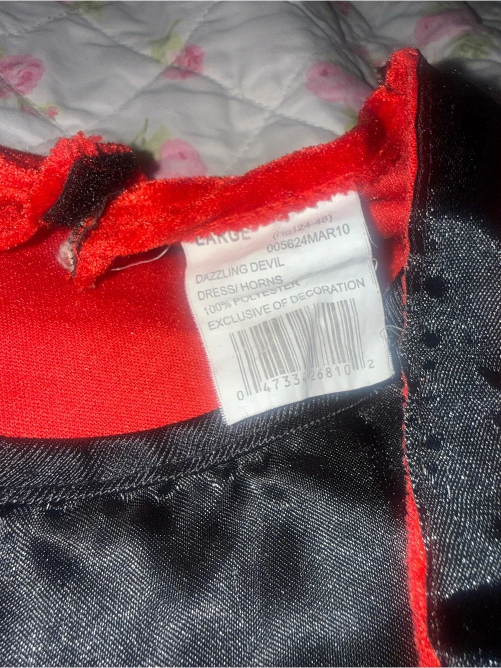 Red velvet dress with black trim and lace-up front, size L